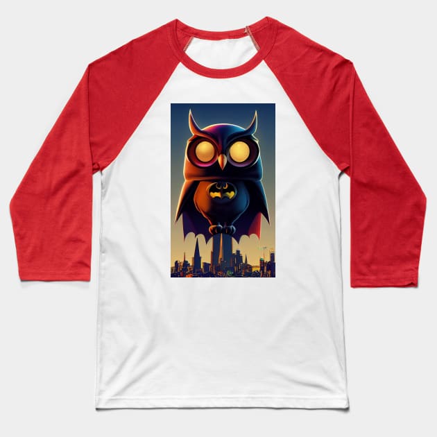 Owl Batman Baseball T-Shirt by orange-teal